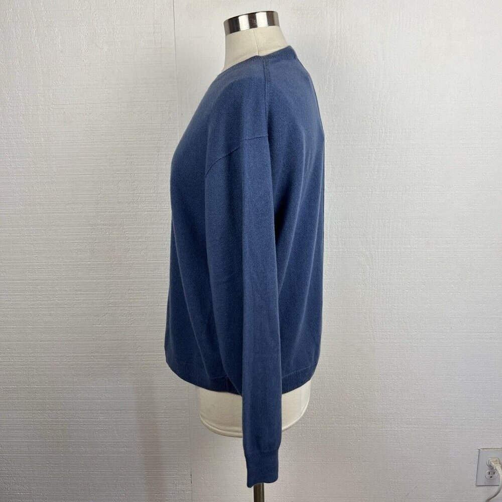 Vince Sweater L Womens New $320 Blue 100% Cashmere Soft Minimalist Pullover - Picture 5 of 11
